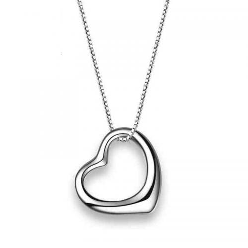 925 Sterling Silver Necklaces Heart fashion jewelry & for woman nickel lead & cadmium free Length Approx 45 cm Sold By PC