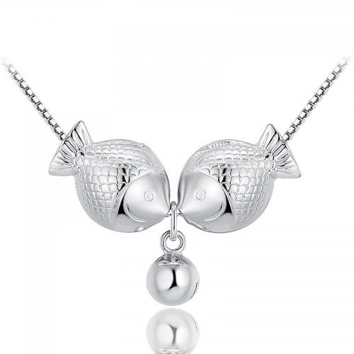 Sterling Silver Κολιέ, 925 ασημένιο ασήμι, Ψάρι, κοσμήματα μόδας & για τη γυναίκα, Μήκος Περίπου 45 cm, Sold Με PC