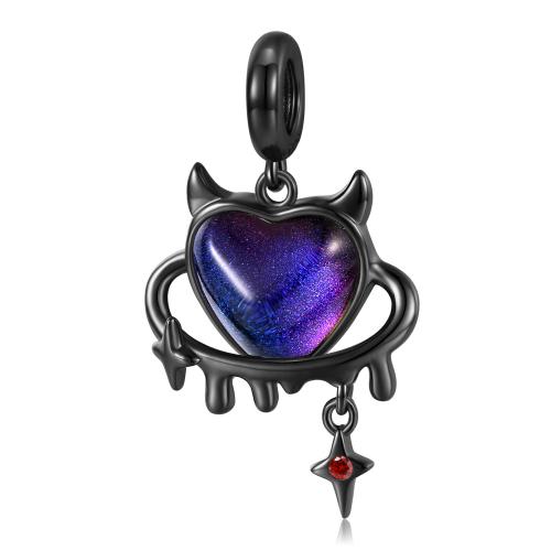 925 Sterling Silver Pendant, with Lampwork, gold black plated, DIY, nickel, lead & cadmium free, 17.30x29.70mm, Sold By PC