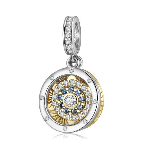 Cubic Zirconia Micro Pave 925 Sterling Silver Pendant, DIY & micro pave cubic zirconia, nickel, lead & cadmium free, 22.30x12.80mm, Hole:Approx 4.5mm, Sold By PC