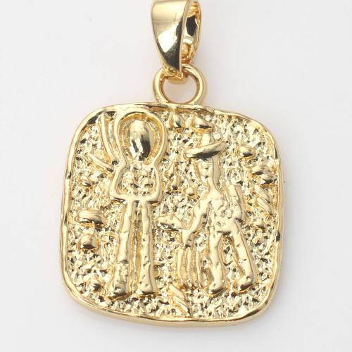 Brass Jewelry Pendants, Square, gold color plated, DIY, nickel, lead & cadmium free, 24.10x19.20x2mm, Sold By PC