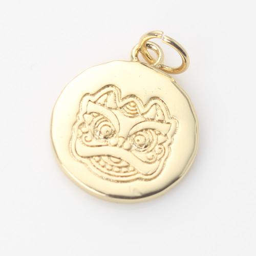 Brass Jewelry Pendants, Round, gold color plated, DIY, nickel, lead & cadmium free, 15.30x13.10x1.50mm, Sold By PC