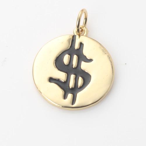 Brass Jewelry Pendants, Round, gold color plated, DIY & enamel, nickel, lead & cadmium free, 17.40x15.30x1.50mm, Sold By PC