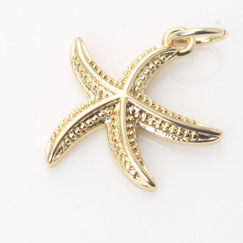Brass Jewelry Pendants, Starfish, gold color plated, DIY, nickel, lead & cadmium free, 15x14x2.40mm, Sold By PC