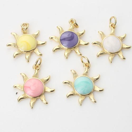 Brass Jewelry Pendants, Sun, gold color plated, DIY & enamel, more colors for choice, nickel, lead & cadmium free, 19.70x17.30x3mm, Sold By PC