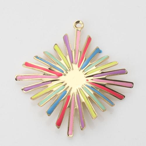 Brass Jewelry Pendants gold color plated DIY & enamel multi-colored nickel lead & cadmium free Sold By PC