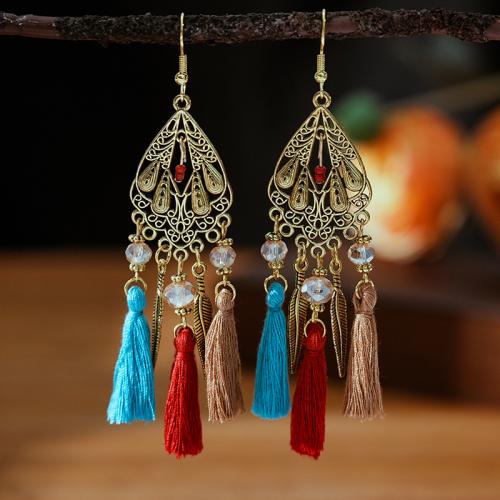 Zinc Alloy Drop Earrings with Seedbead & Caddice & Acrylic plated fashion jewelry & for woman & hollow nickel lead & cadmium free Sold By Pair