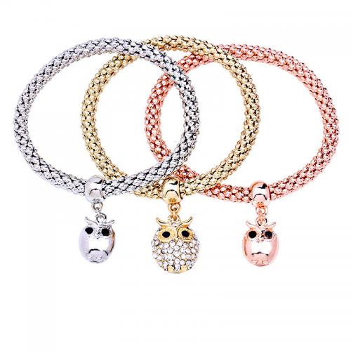 Zinc Alloy Bracelet three pieces & fashion jewelry & for woman & with rhinestone mixed colors nickel lead & cadmium free Length Approx 10.02 Inch Sold By Set