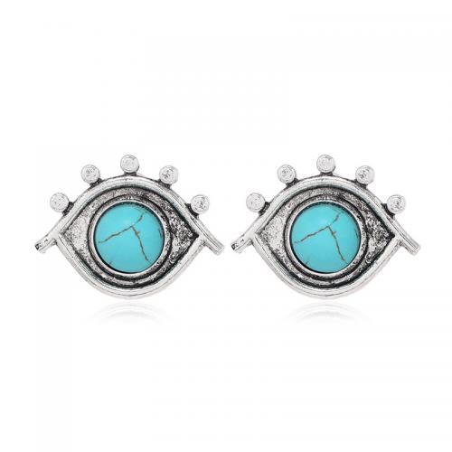 Zinc Alloy Stud Earring with turquoise fashion jewelry & for woman nickel lead & cadmium free Sold By Pair