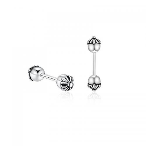 Tibetan Style Stud Earring, silver color plated, vintage & for man, 3mm, Sold By Pair