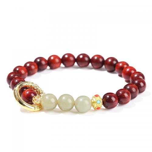 Padauk Bracelet, with Jade & Tibetan Style, handmade, vintage & Unisex, Length:Approx 7 Inch, Sold By PC