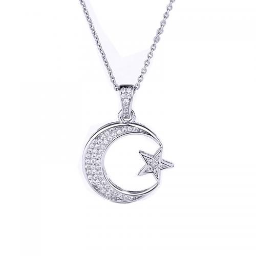 925 Sterling Silver Jewelry Set, Moon and Star, plated, different styles for choice & micro pave cubic zirconia & for woman, Sold By PC