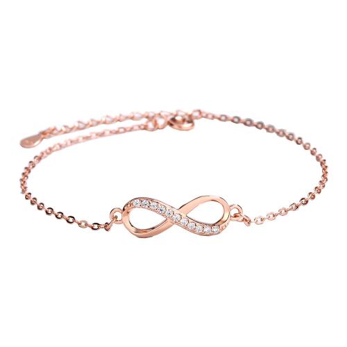 925 Sterling Silver Bracelet with 1.2inch extender chain Infinity plated micro pave cubic zirconia & for woman & hollow Length Approx 6.7 Inch Sold By PC