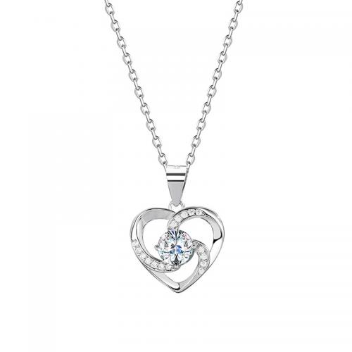925 Sterling Silver Jewelry Sets, Heart, platinum plated, different styles for choice & micro pave cubic zirconia & for woman & hollow, Sold By PC