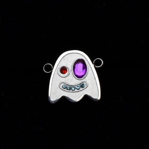 Stainless Steel Connector 304 Stainless Steel Ghost polished fashion jewelry & DIY & with rhinestone & 1/1 loop mixed colors Sold By PC