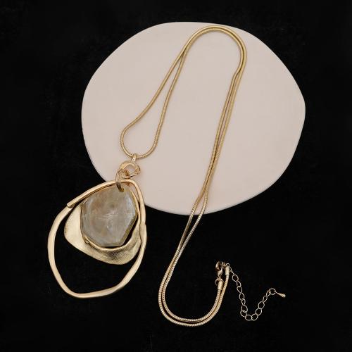 Tibetan Style Sweater Chain Necklace, with Resin, gold color plated, fashion jewelry & for woman, nickel, lead & cadmium free, Length:Approx 80 cm, Sold By PC