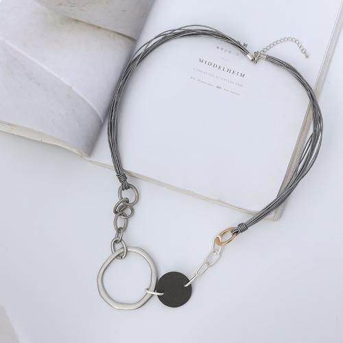 Zinc Alloy Jewelry Necklace with leather cord plated fashion jewelry & for woman nickel lead & cadmium free Length Approx 45 cm Sold By PC
