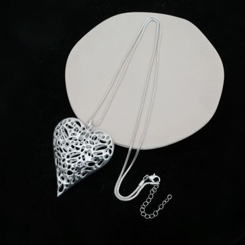 Zinklegierung Pullover Halskette, Herz, plattiert, Modeschmuck & für Frau & hohl, keine, frei von Nickel, Blei & Kadmium, Länge ca. 80 cm, verkauft von PC