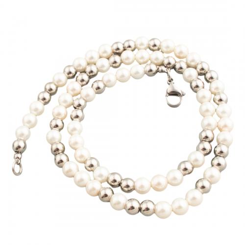 South Sea Shell Necklace, 304 Stainless Steel, with Shell Pearl, fashion jewelry & Unisex, 6mm, Length:Approx 50 cm, Sold By PC