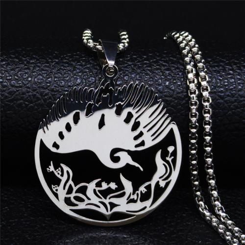 304 Stainless Steel Sweater Necklace, Phoenix, fashion jewelry & Unisex, silver color, 35mm, Length:Approx 50 cm, Sold By PC