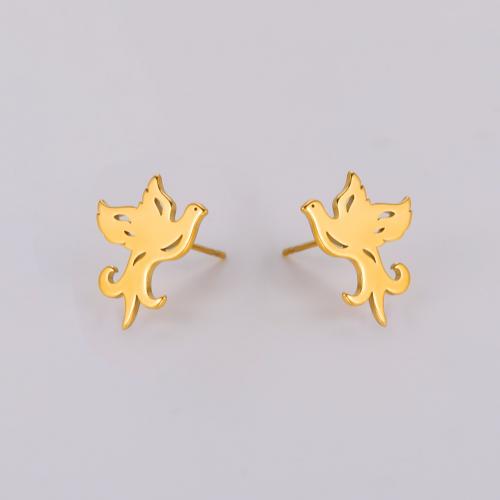 Stainless Steel Stud Earrings 304 Stainless Steel Dove Vacuum Ion Plating fashion jewelry & for woman Sold By Pair