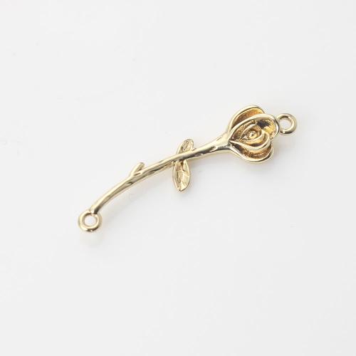 Brass Jewelry Connector, Flower, gold color plated, DIY & 1/1 loop, nickel, lead & cadmium free, 31.60x7.70x3.40mm, Sold By PC
