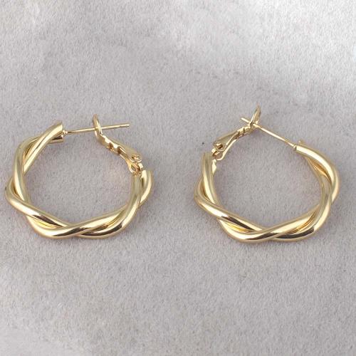 Brass Hoop Earring, gold color plated, for woman, nickel, lead & cadmium free, 26.80x24.50x3.90mm, Sold By Pair