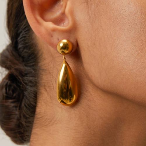 Stainless Steel Drop Earring 304 Stainless Steel with ABS Plastic Pearl plated fashion jewelry & with rhinestone golden Sold By Pair