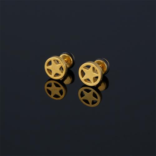 Titanium stål øreringe, forgyldt, mode smykker, flere farver til valg, 12x9mm, Solgt af PC