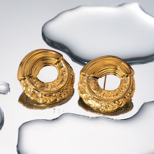 Brincos de garanhão de aço inoxidável, Aço inoxidável 304, banhado, joias de moda, dourado, 30mm, vendido por par