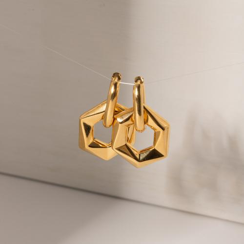 Stainless Steel Drop Earring, 304 Stainless Steel, plated, fashion jewelry, golden, 19.10x27.60mm, Sold By Pair