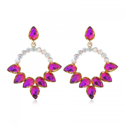 Zinc Alloy Stud Earring fashion jewelry & for woman & with rhinestone & hollow nickel lead & cadmium free Sold By Pair