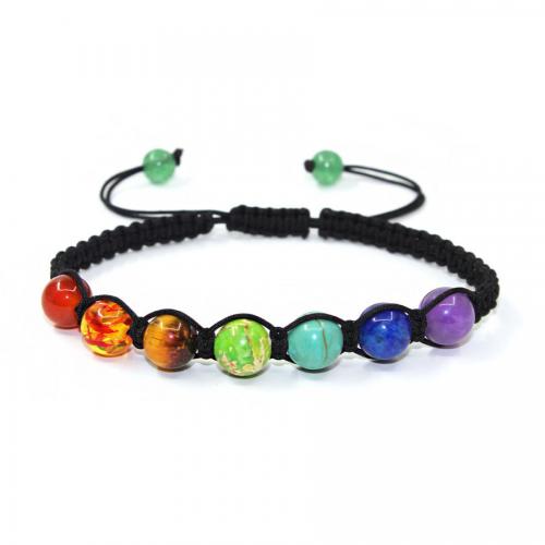 Gemstone Bracelets, Cotton Thread, with Natural Stone, handmade, fashion jewelry & Unisex, original color, nickel, lead & cadmium free, Length:Approx 17-26 cm, Sold By PC