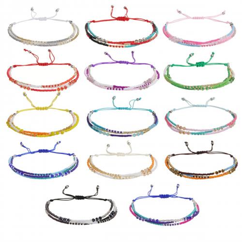 Glass Beads Bracelet, Seedbead, with Cotton Thread, handmade, fashion jewelry & for woman, more colors for choice, Length:Approx 18-23 cm, Sold By PC