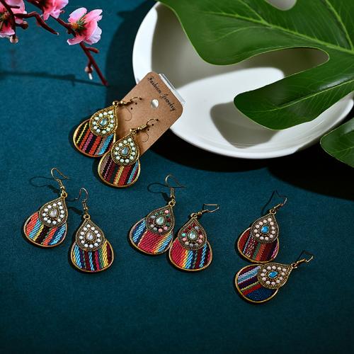 Zinc Alloy Drop Earrings with Cotton Thread & Seedbead & Resin Rhinestone plated fashion jewelry & for woman nickel lead & cadmium free Sold By Pair