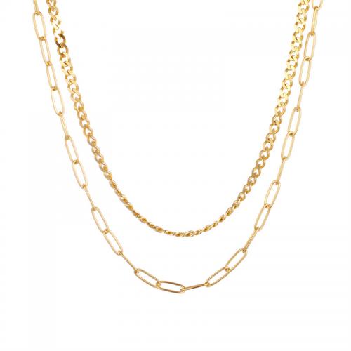 Nerezová ocel šperky náhrdelník, 304 Stainless Steel, pro ženy, zlatý, Prodáno By PC