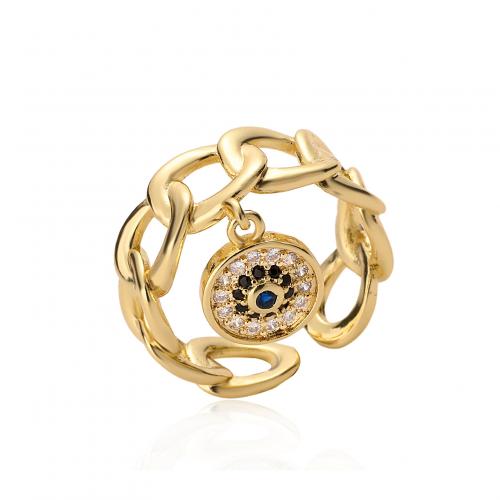 Cubic Zirconia Micro Pave Brass Ring plated & micro pave cubic zirconia & for woman & enamel golden Sold By PC
