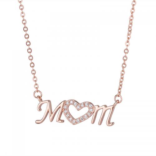 925 Sterling Silver Necklace with 2inch extender chain Alphabet Letter plated Mother Day Jewelry & micro pave cubic zirconia & for woman Length Approx 17.7 Inch Sold By PC