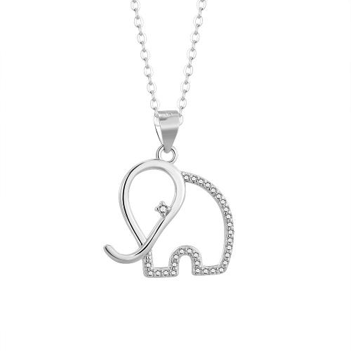Cubic Zirconia Micro Pave 925 Sterling Silver Pendant, Elephant, platinum plated, micro pave cubic zirconia & for woman & hollow, 20x25mm, Sold By PC