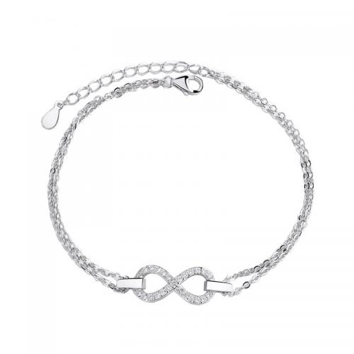 925 Sterling Silver Bracelet Infinity platinum plated micro pave cubic zirconia & for woman & hollow Length Approx 6.7 Inch Sold By PC