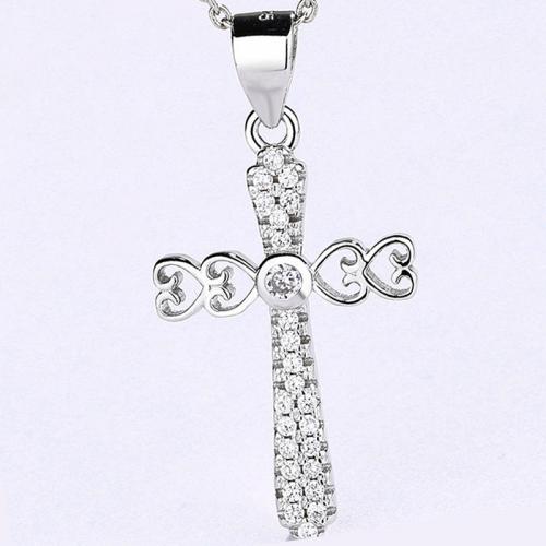 925 Sterling Silver Jewelry Sets, Cross, platinum plated, different styles for choice & micro pave cubic zirconia & for woman, Sold By PC