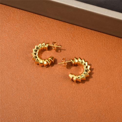 Brass Stud Earring 18K gold plated fashion jewelry & for woman golden nickel lead & cadmium free Sold By Pair