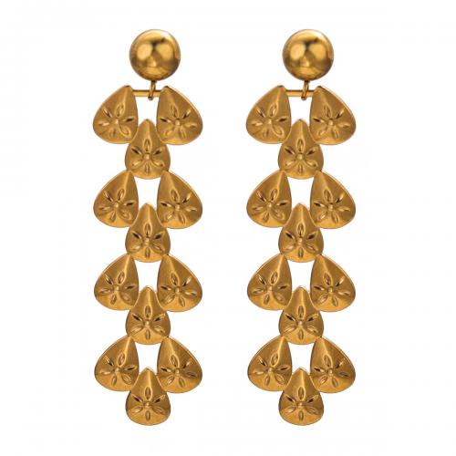 Edelstahl Tropfen Ohrring, 304 Edelstahl, Modeschmuck & für Frau, goldfarben, frei von Nickel, Blei & Kadmium, 56mm, verkauft von Paar