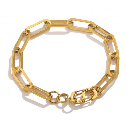 Stainless Steel Jewelry Bracelet 304 Stainless Steel Vacuum Ion Plating fashion jewelry & for woman golden nickel lead & cadmium free Length Approx 20 cm Sold By PC