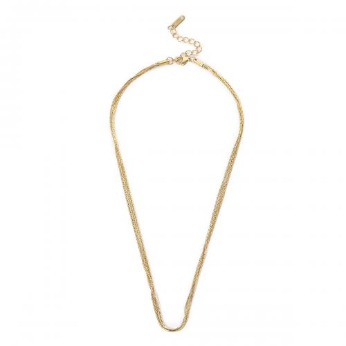 Titanstahl Halskette, Modeschmuck & mehrschichtig & für Frau, goldfarben, Länge:ca. 41.5-47.5 cm, verkauft von PC