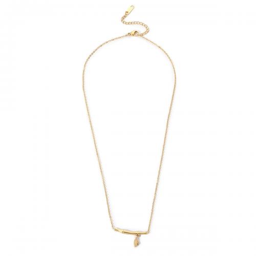 Titanstahl Halskette, Bambus, Modeschmuck & für Frau, goldfarben, Länge:ca. 43.5-49.3 cm, verkauft von PC