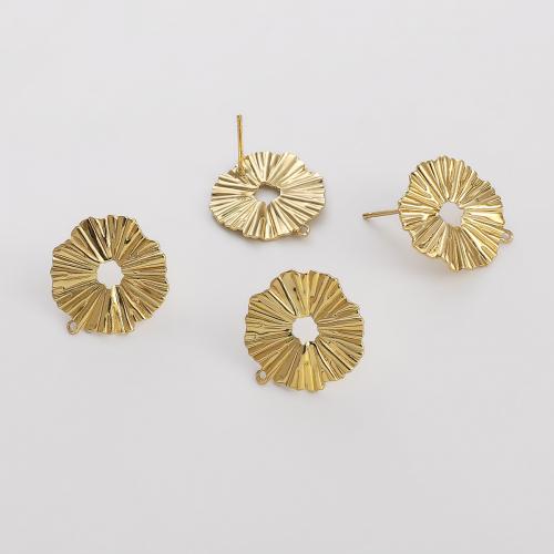Brass Earring Stud Component Lotus Leaf 14K gold-filled DIY nickel lead & cadmium free 18mm Approx Sold By Bag