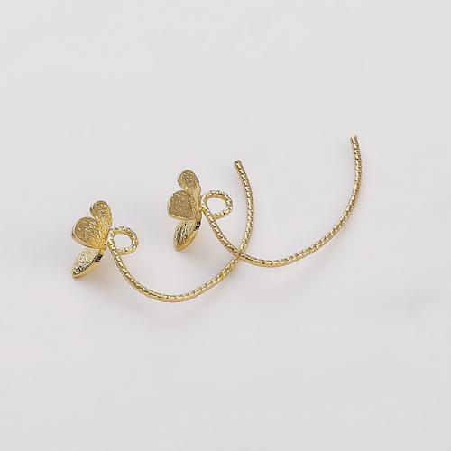 Brass Earring Post, cobre, Borboleta, 14K cheio de ouro, DIY & Vario tipos a sua escolha, níquel, chumbo e cádmio livre, Aprox 2PCs/Bag, vendido por Bag