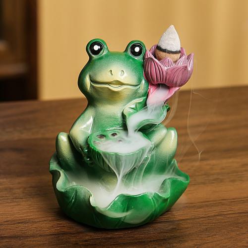 Backflow Incense Burner Resin Frog half handmade for home and office & durable Sold By PC