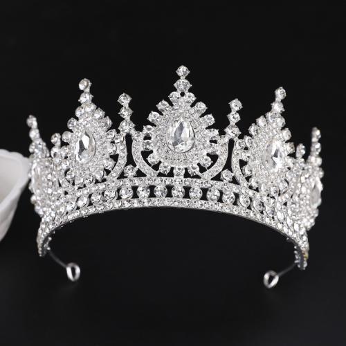 Bridal Tiaras, Tibetan Style, with Crystal, fashion jewelry & for woman & with rhinestone, silver color, nickel, lead & cadmium free, diameter 140mm, height 75mm, arc length 280-300mm, Sold By PC
